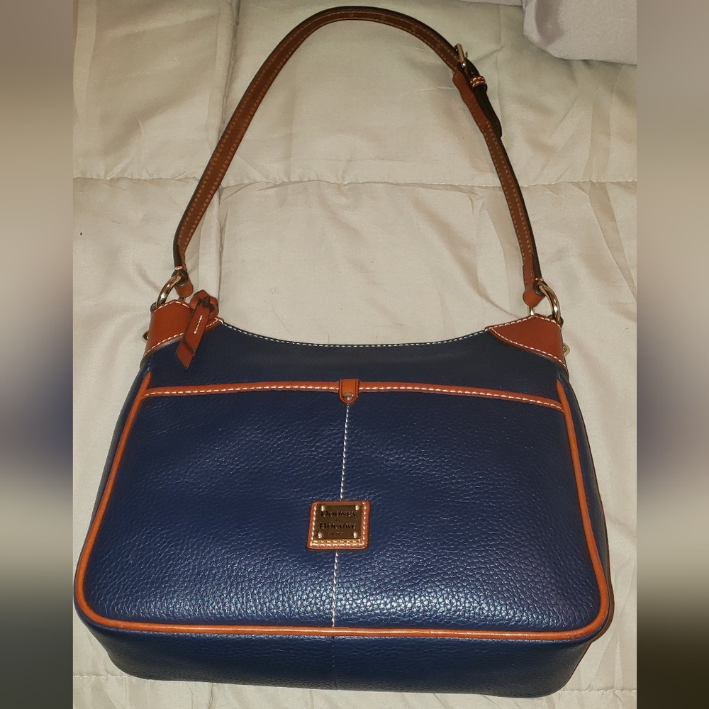 Dooney and Bourke Pebbled Leather Hobo Shoulder Bag Dark Navy Blue - Picture 9 of 9